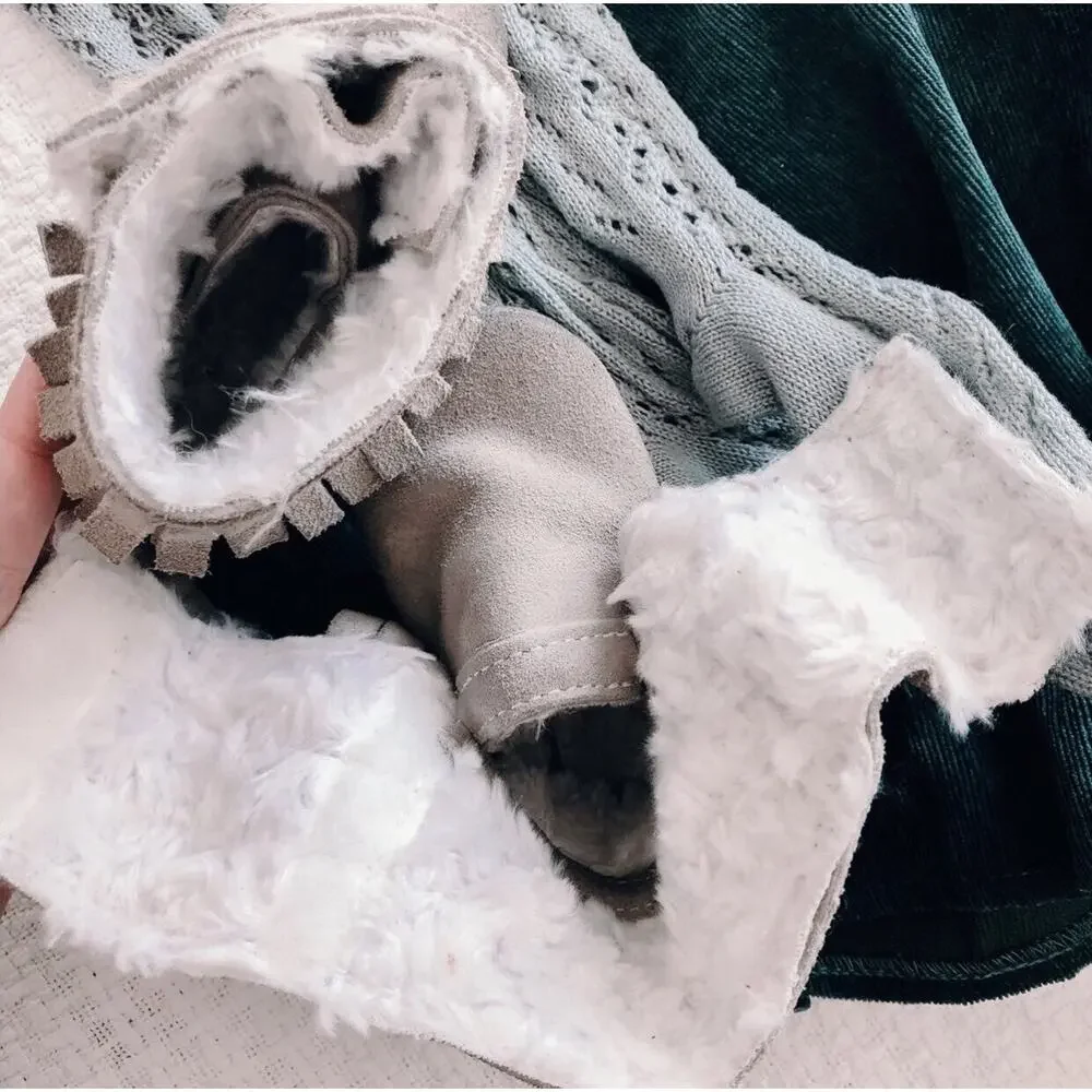 Handmade Small Shop Fur lined Moccasin Fringe Booties